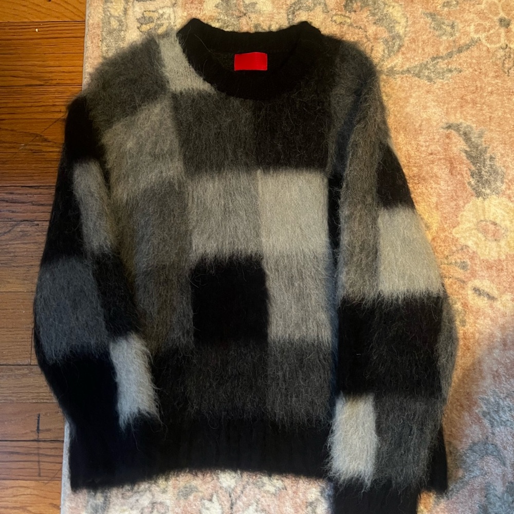 Fugazi Black and Gray Men's Crewneck Sweater